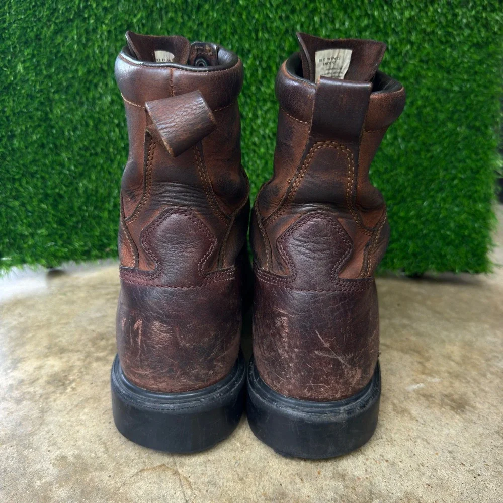 Red Wing Shoes 2202 Work Combat Boots Mens 12 Brown Leather Slip Resistant